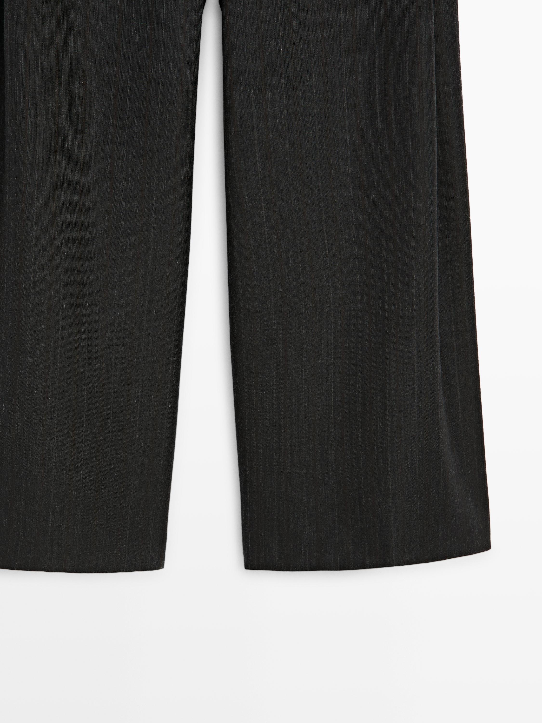 Striped wool blend wide-leg trousers
